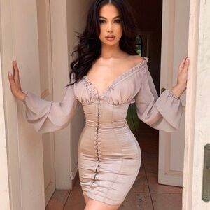 House of CB Gia Georgette Off the Shoulder Dress